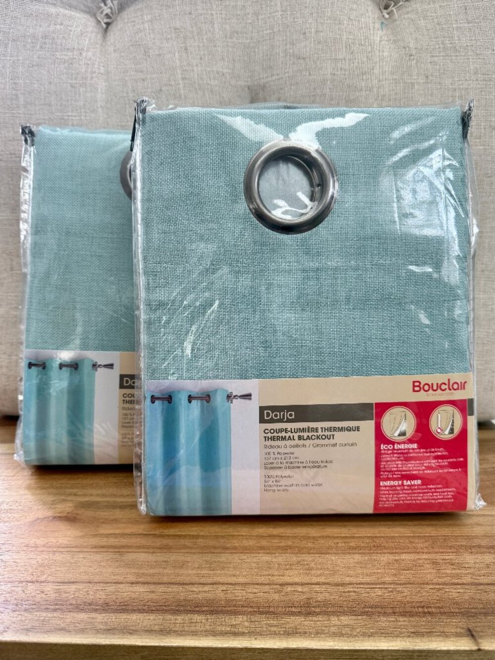 Bouclair Darja Blackout Grommet Curtains in Seafoam Aqua